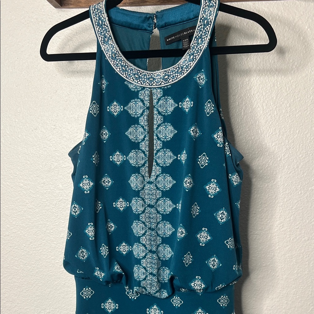 White House Black Market Teal Sleeveless Jumpsuit - Size XXS